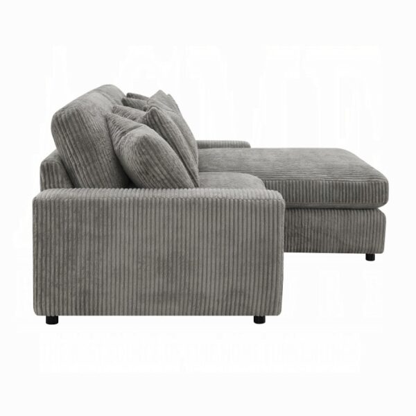 Gray Corduroy Tavia Reversible Sectional Sofa W/6 Pillows LV01882 By ACME 8