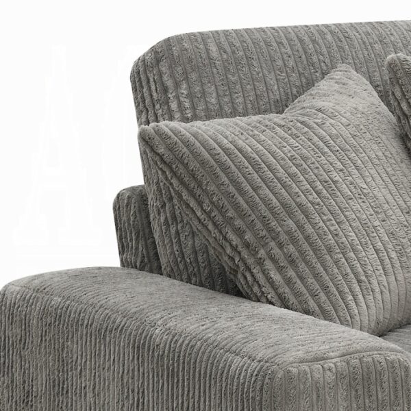 Gray Corduroy Tavia Reversible Sectional Sofa W/6 Pillows LV01882 By ACME 9