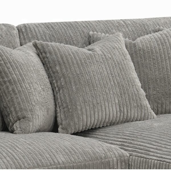 Gray Corduroy Tavia Reversible Sectional Sofa W/6 Pillows LV01882 By ACME 10