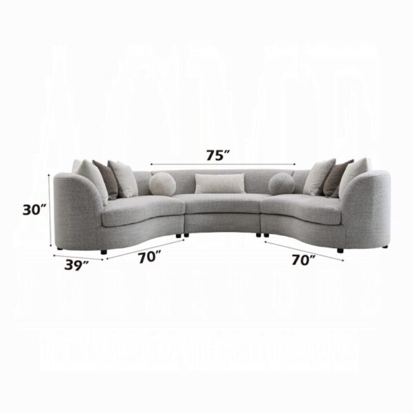 Gray Boucle Ivria Sectional Sofa W/9 Pillows LV02541 By ACME 9