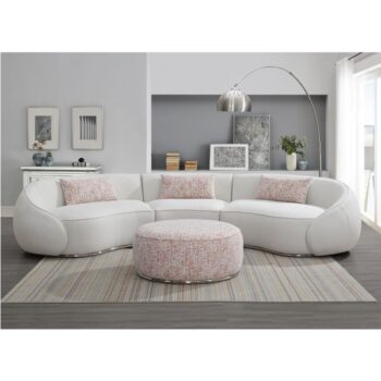 Beige Boucle Sahara Sectional Sofa W/3 Pillows LV03010 By ACME 10