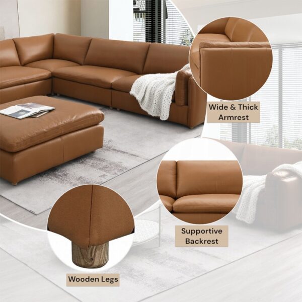 Brighton Modular Armless Chair in Brown Leather LV03371 by ACME 17