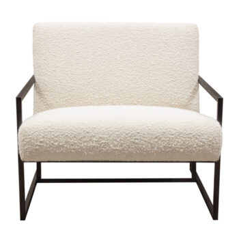Black Frame Bone Boucle Textured Fabric Luxe Chair By Diamond Sofa