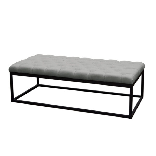 Black Powder Coat Grey Linen Mateo Large Bench By Diamond Sofa 9