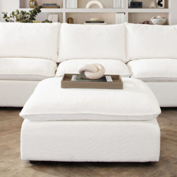 White Faux Shearling Ivy Ottoman By Diamond Sofa 6