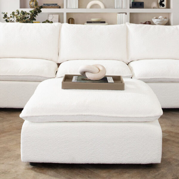 White Faux Shearling Ivy Ottoman By Diamond Sofa 6
