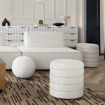 Ivory Boucle Helix Ottoman By Diamond Sofa