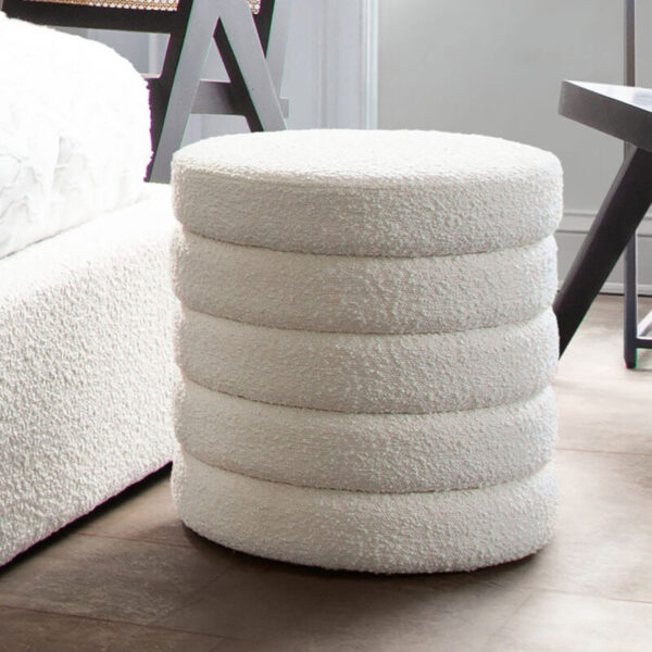 Ivory Boucle Helix Ottoman By Diamond Sofa 10