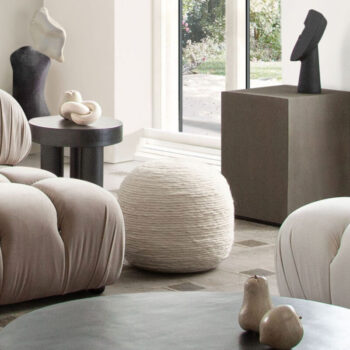 White Dyed Natural Wool Pouf By Diamond Sofa