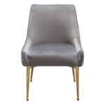 Brushed Gold Grey Velvet Quinn Chair By Diamond Sofa - Image 2