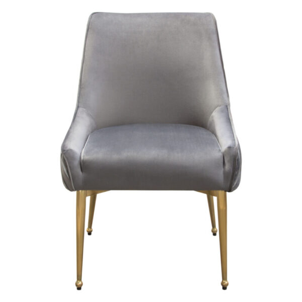 Brushed Gold Grey Velvet Quinn Chair By Diamond Sofa - Image 2