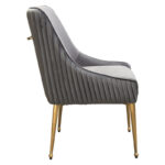 Brushed Gold Grey Velvet Quinn Chair By Diamond Sofa - Image 3