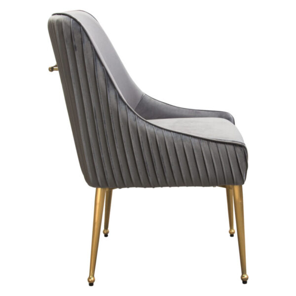 Brushed Gold Grey Velvet Quinn Chair By Diamond Sofa - Image 3