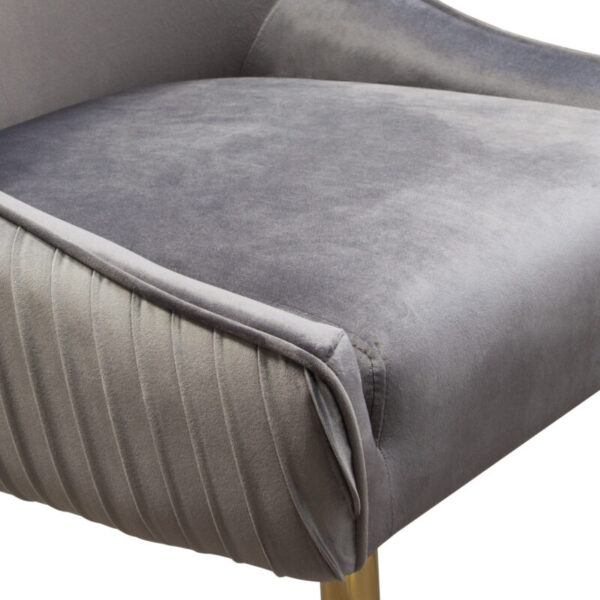 Brushed Gold Grey Velvet Quinn Chair By Diamond Sofa - Image 5
