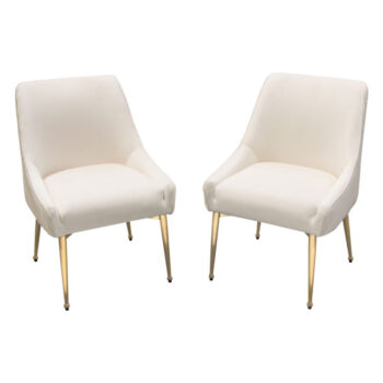 Brushed Gold Cream Velvet Quinn Chair By Diamond Sofa