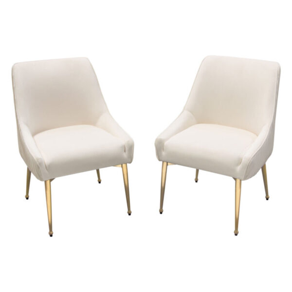 Brushed Gold Cream Velvet Quinn Chair By Diamond Sofa 9