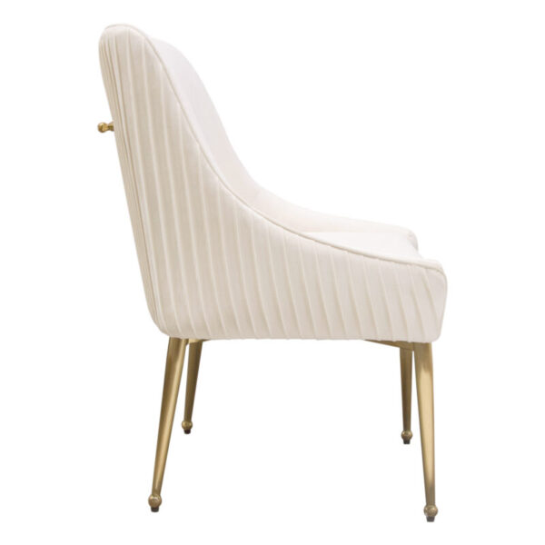 Brushed Gold Cream Velvet Quinn Chair By Diamond Sofa 10