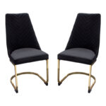 Gold Frame Black Velvet Vogue Dining Chair By Diamond Sofa 20