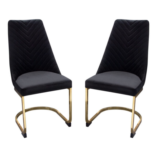 Gold Frame Black Velvet Vogue Dining Chair By Diamond Sofa 14