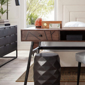 Gray Fig Stool Geometric Motif By Diamond Sofa