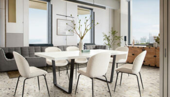 Ivory Boucle Session Dining Chair By Diamond Sofa
