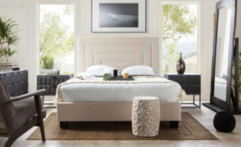Cream Fabric Arden Low Profile Bed By Diamond Sofa