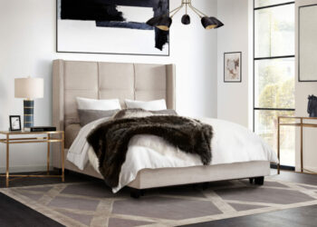 Sand Fabric Beverly Platform Bed w/ Footboard Storage By Diamond Sofa 13