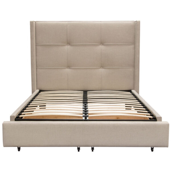 Sand Fabric Beverly Platform Bed w/ Footboard Storage By Diamond Sofa 14