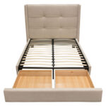 Sand Fabric Beverly Platform Bed w/ Footboard Storage By Diamond Sofa 25