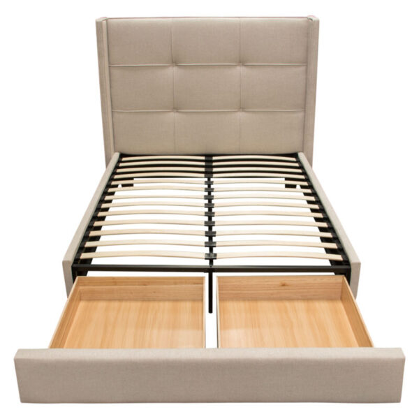 Sand Fabric Beverly Platform Bed w/ Footboard Storage By Diamond Sofa 15