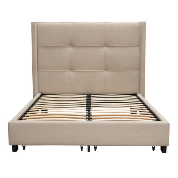 Sand Fabric Beverly Platform Bed w/ Footboard Storage By Diamond Sofa 19