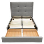 Sand Fabric Beverly Platform Bed w/ Footboard Storage By Diamond Sofa 31