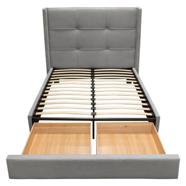 Sand Fabric Beverly Platform Bed w/ Footboard Storage By Diamond Sofa 21