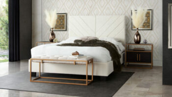 Light Cream Velvet Vogue Low Profile Bed By Diamond Sofa