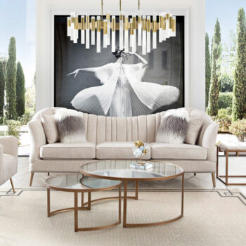 Glass Hand Brushed Gold Lane 2PC Nesting Table By Diamond Sofa
