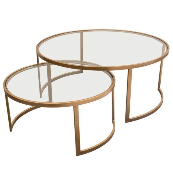 Glass Hand Brushed Gold Lane 2PC Nesting Table By Diamond Sofa 8