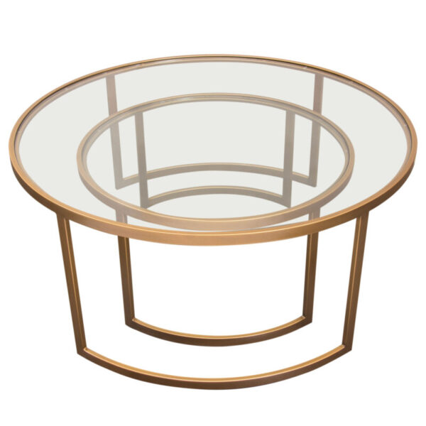 Glass Hand Brushed Gold Lane 2PC Nesting Table By Diamond Sofa 9