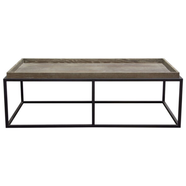 Rustic Oak Black Powder Coat Lex Tray Edge Coffee Table By Diamond Sofa 10