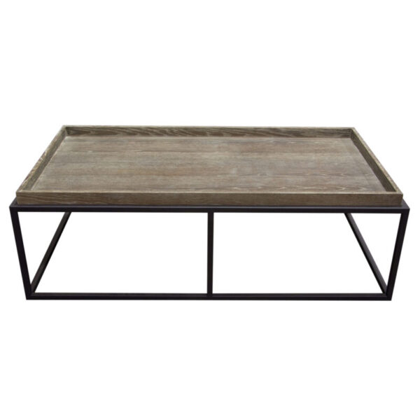 Rustic Oak Black Powder Coat Lex Tray Edge Coffee Table By Diamond Sofa 11