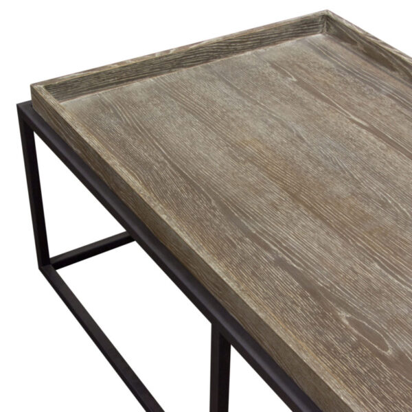Rustic Oak Black Powder Coat Lex Tray Edge Coffee Table By Diamond Sofa 12