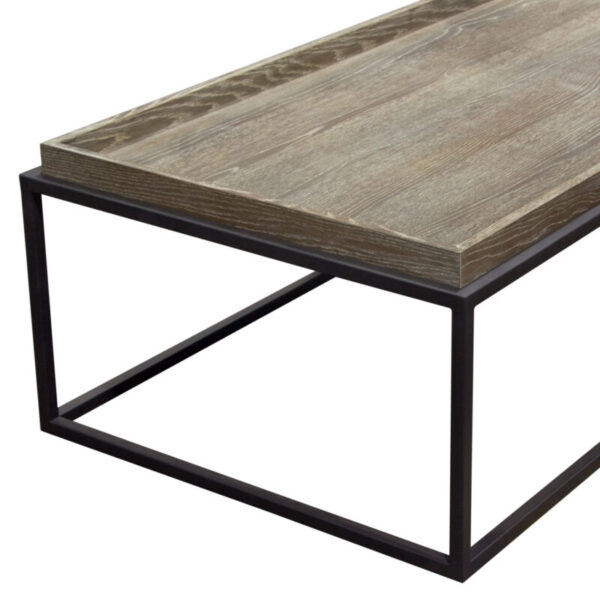 Rustic Oak Black Powder Coat Lex Tray Edge Coffee Table By Diamond Sofa 13