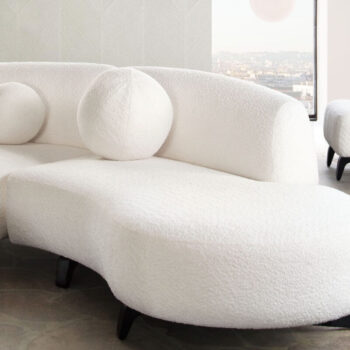 White Faux Shearling Large Round  Accent Pillow By Diamond Sofa