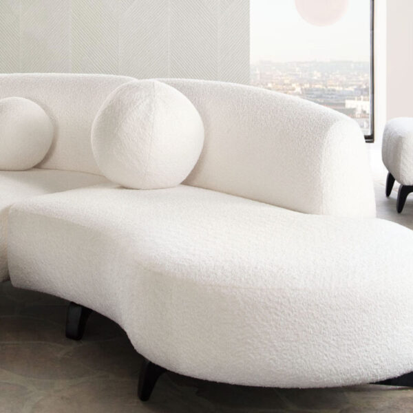 White Faux Shearling Large Round  Accent Pillow By Diamond Sofa 7