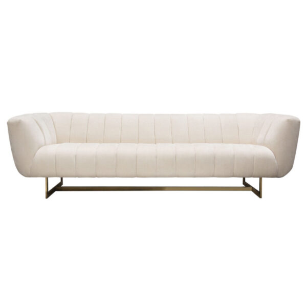 Brushed gold Cream Fabric Venus Sofa By Diamond Sofa 10