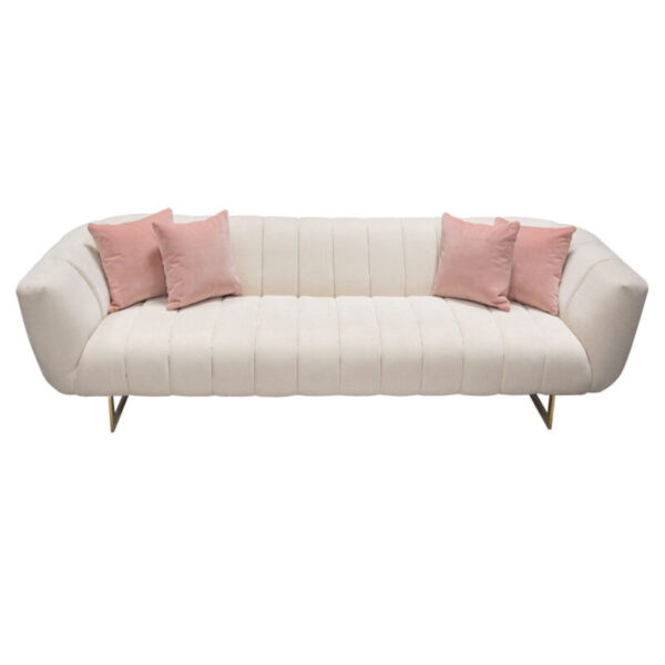 Brushed gold Cream Fabric Venus Sofa By Diamond Sofa 11