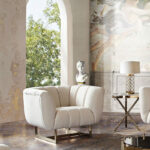 Brushed gold Cream Fabric Venus Chair By Diamond Sofa 17