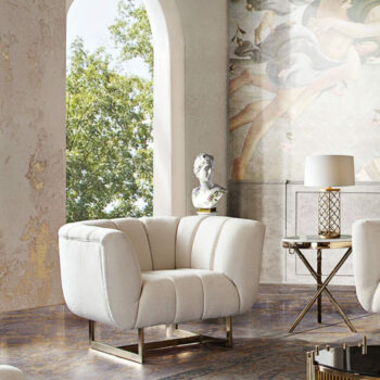 Brushed gold Cream Fabric Venus Chair By Diamond Sofa