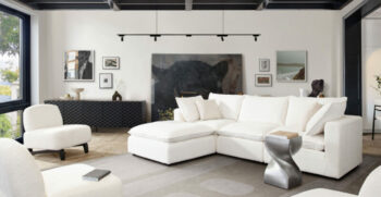 Ivy Reversible 4PC Sectional White Faux Shearling By Diamond Sofa