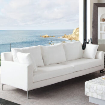 White linen Seattle Sofa By Diamond Sofa