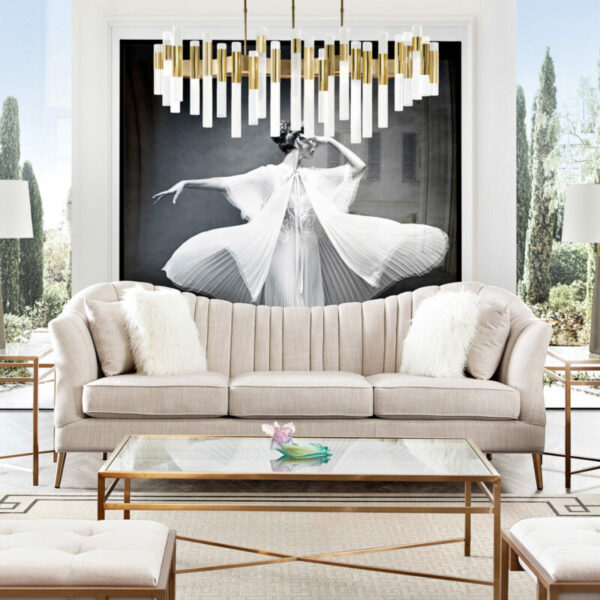 Gold Base Ava Sand Linen Sofa By Diamond Sofa 9